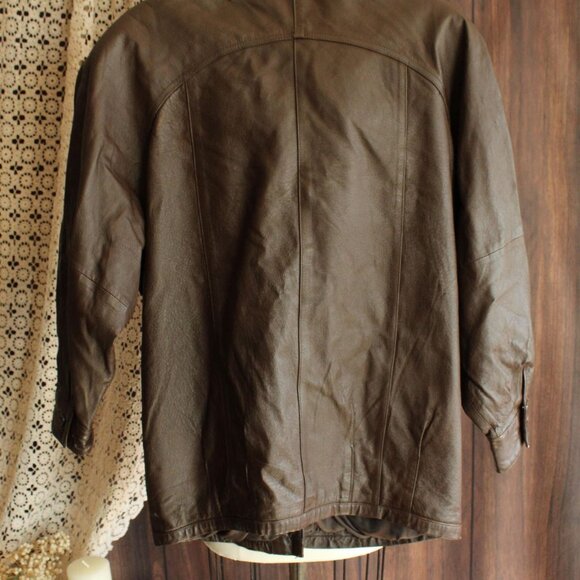 Vintage 1980s 1990s Leather Jacket, Jacqueline Ferrar Brown Coat, Size Small - Picture 6 of 10